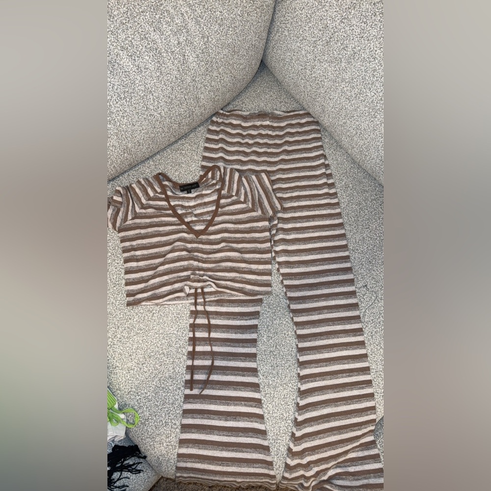 The Vintage Shop Brown and Cream Striped Set